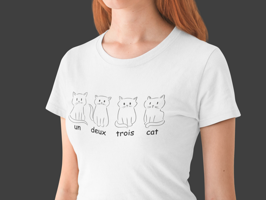 Un deux trois... cat – T-Shirt für Sprachliebhaber & Katzenfans